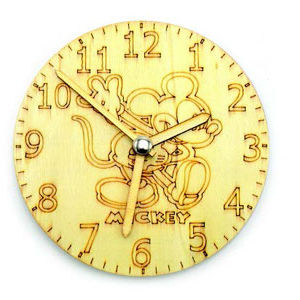 Wooden Painting Clock Kitty Mickey 12 cm