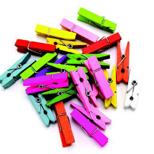 Wooden CLips Assorted Colors 3.5 cm 24/Bag