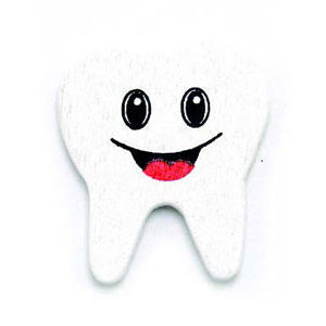 Wooden Decoration Tooth 3 cm With Sticker 15/bag White