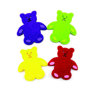 Fabric Bear 5.4*5.8 x 0.3 cm 8/bag Yellow Red Purple Green