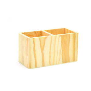 Wooden Pen Holder 2 holes 16 x 8 x 10 cm.