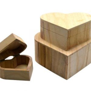 Wooden Box Love Shape Set Of 3 Sizes