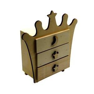 Wooden Cabinet Crown With 3 Drawers 21.5 x 8.5 x 19.5 cm
