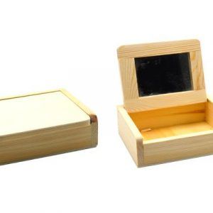 Wooden Cosmetic Box 11.8 x 9.5 x 4 cm With Mirror