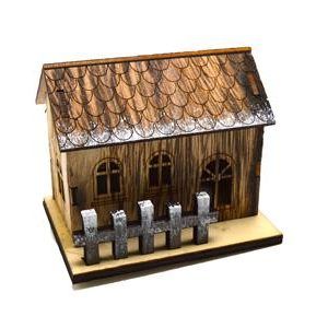 Wooden House With Light 9.7 x 8 x 7.2 cm