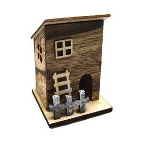 Wooden House With Light 7 x 7.3 x 10 cm