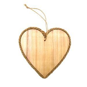 Wooden Heart 20.5 x 22 x 1 cm With Hemp Rope