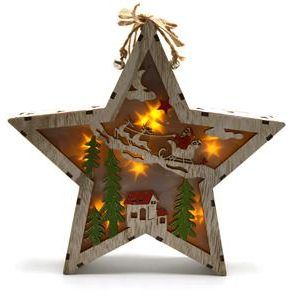 Wooden Christmas Star With Light 21 x 4 cm