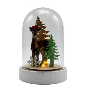 Wooden Christmas Glass Cover With Light 13 x 8.8 cm
