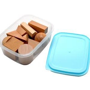 Wooden Geometry Items 12 Parts In Plastic Box