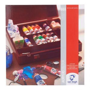 Gogh Acrylic Colour  Wooden Box Inspiration with 14 Colours in 40ml Tube + Accessories