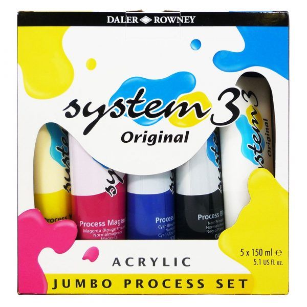Daler Rowney System 3 Acrylic Paint Jumbo Process Set 5 x 150 ml