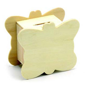 Wooden Saving Box Butterfly 10 x 9 x 5.5 cm