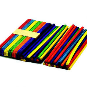 Colored Wooden Jumbo Sticks With Hole Round Sticks 150mm 70Pcs