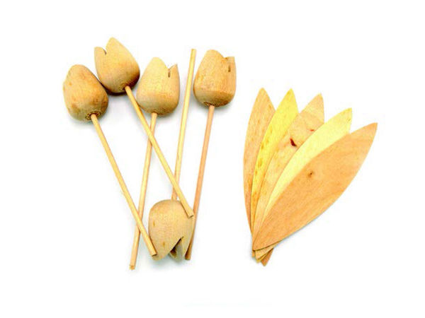Natural Wooden Tulip 120mm 5Pcs