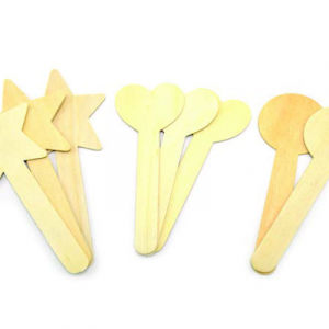Natural Wooden Topper Sticks 8Pcs (Star+Heart+Round) 155*130*137mm
