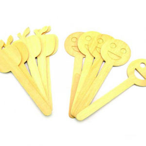 Natural Wooden Topper Sticks 10Pcs (Apple + Smile) 125mm
