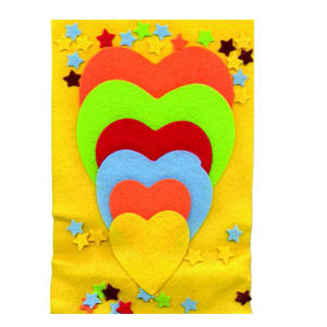 Felt Shapes Colored Hearts 7 x 13 cm