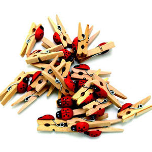 Wooden Lady Bug Pegs 30 x 4 cm 24 Pcs