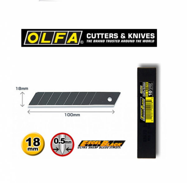Olfa Cutter Refills, Heavy Duty-Black Blades Case=10pc, 18 mm
