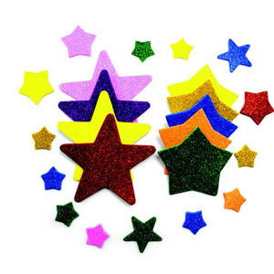 Hands On Craft Glitter Foam Shapes Star Assorted Sizes 60 Pcs