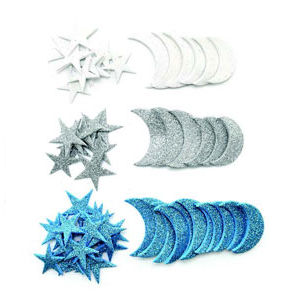 Hands On Craft Adhesive Foam Shapes Moon and Star 60 Pcs