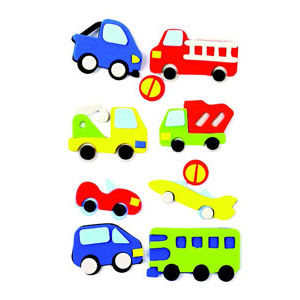 Hands On Craft 3D Stickers Foam Shapes Vehicles 10pcs