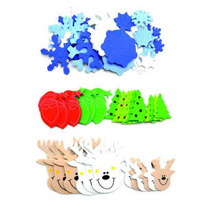 Hands On Craft Adhesive Foam Shapes Snowflake Santa 54 Pcs