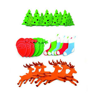Hands On Craft Adhesive Foam Shapes Christmas Tree + Santa + Reindeer 45 Pcs