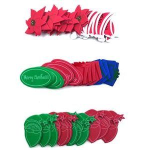 Hands On Craft Eva Adhesive Foam Stickers Christmas Flower And Hat- Gift And Words -Santa