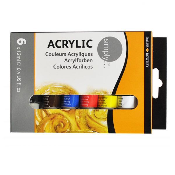 Daler Rowney Simply Acrylic Set of 6 x 12 ml Primary Colors