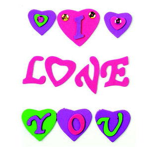Hands On Craft 3D Stickers Foam Shapes Love