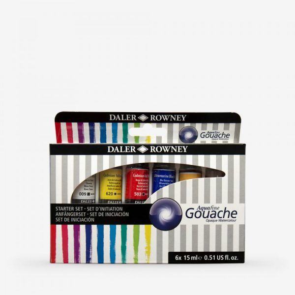 Daler Rowney Aquafine Gouache15ml Set of 6