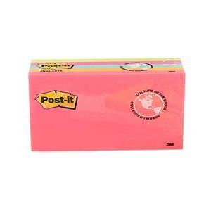Post-It Fluo Notes 3"x 5" 5 neon colored pads, 100 Sheets/Pad