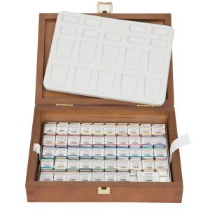 HORADAM Aquarell Wooden box with 47 x half pans + ONETZ + a porcelain palette