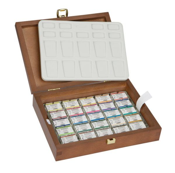 HOARADAM Aquarell Wooden box with 24 x full pans + porcelain palette