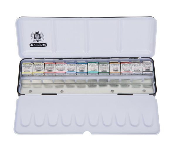 HORADAM Aquarell Metal box with 12 x half pans and additional space for 12 x half pans, or 6 x full pans