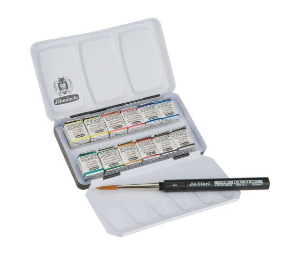 HORADAM Aquarell, Metal box with 12 x half pans and 1 x brush