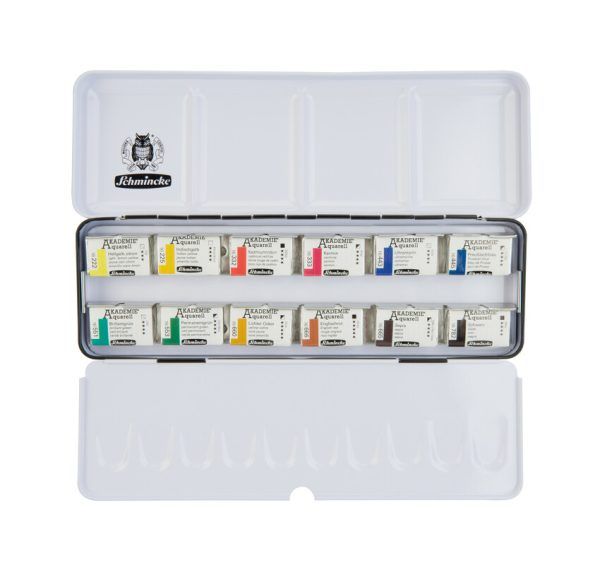 AKADEMIE Aquarell Metal box with 12 x large pans