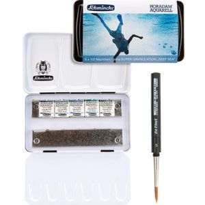 SCHMINCKE "HORADAM AQUARELL", SUPER GRANULATION (DEEP SEA), 5x1/2 pans + 1 brush #5