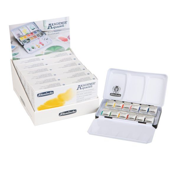 AKADEMIE Aquarell Watercolour Solid Compact Metal box with 12 x half pans