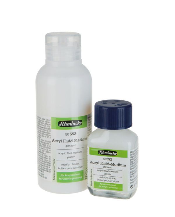 Acrylic fluid medium, glossy, increases gloss and transparency