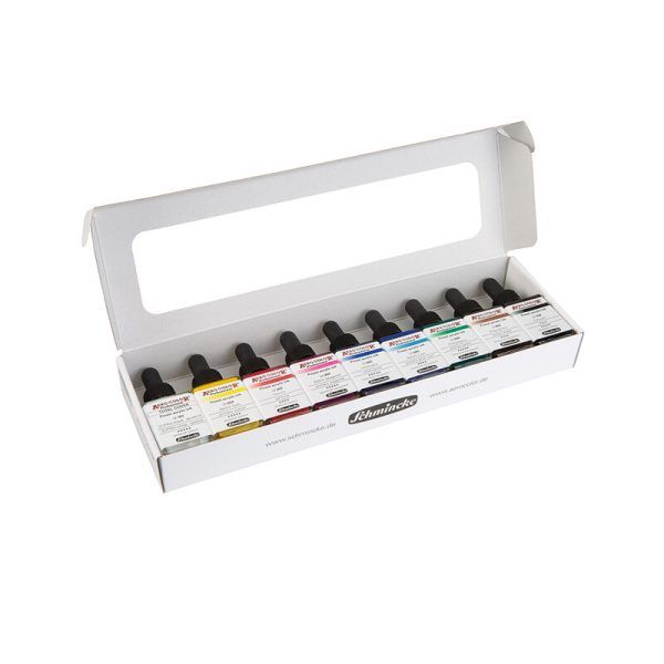 AERO COLOUR Professional cardboard set of primary colours, 9 x 28ml pipette bottles