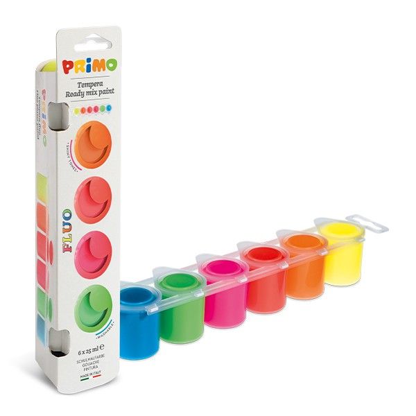 Primo Gouache Colours set of 6 Fluo Colors x 25ml