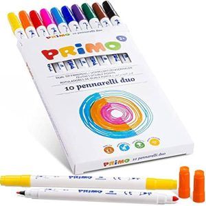 primo DUAL TIP fibre pens, in carton box 10 colors