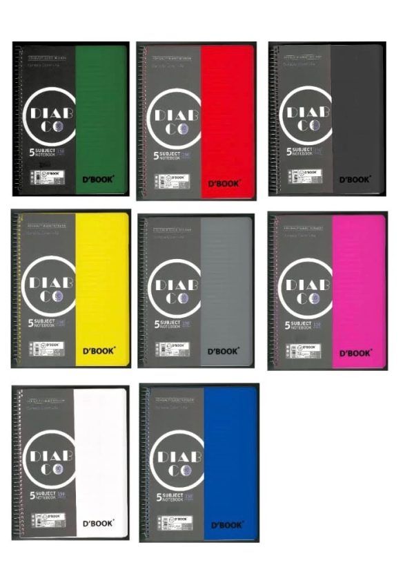 D'book 5 subjects spiral, 150 sheets-300 pages / 80gr.