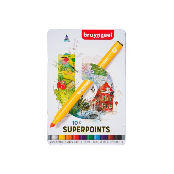 Bruynzeel superpoint felt-tip pens set of 10 colours