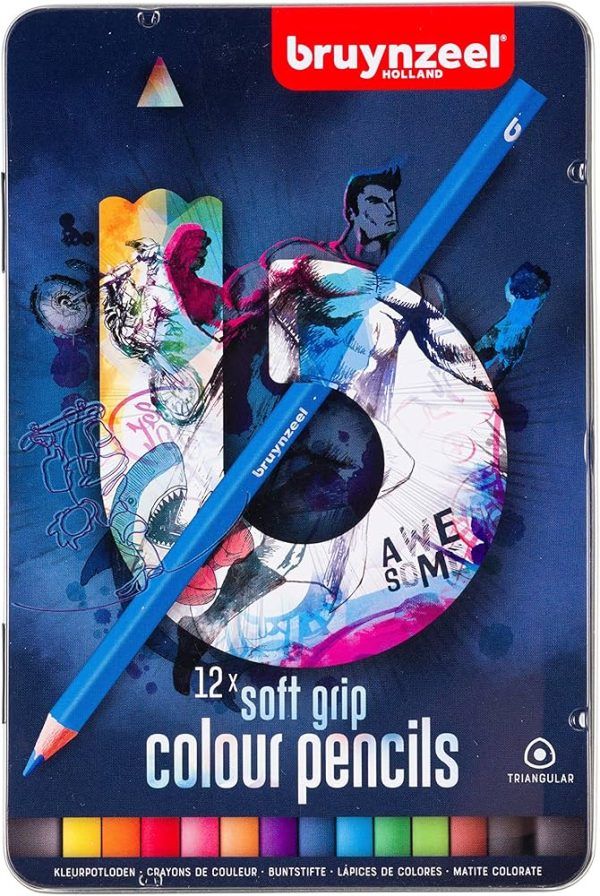 12 x soft grip colour pencils