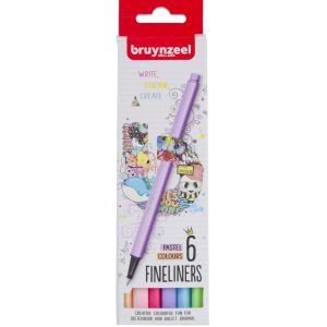 bruynzeel fineliner, pastel set of 6