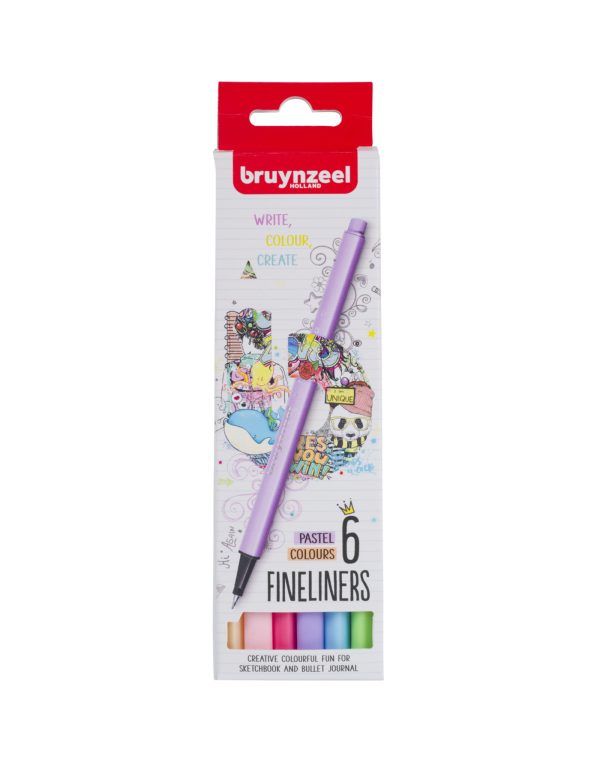bruynzeel fineliner, pastel set of 6